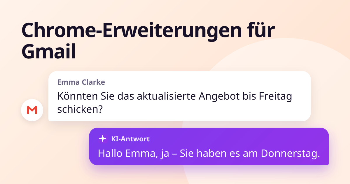 Emma Clarke: „Könnten Sie das aktualisierte Angebot bis Freitag schicken?“ – Antwort: „Hallo Emma, ja – Sie haben es am Donnerstag.“