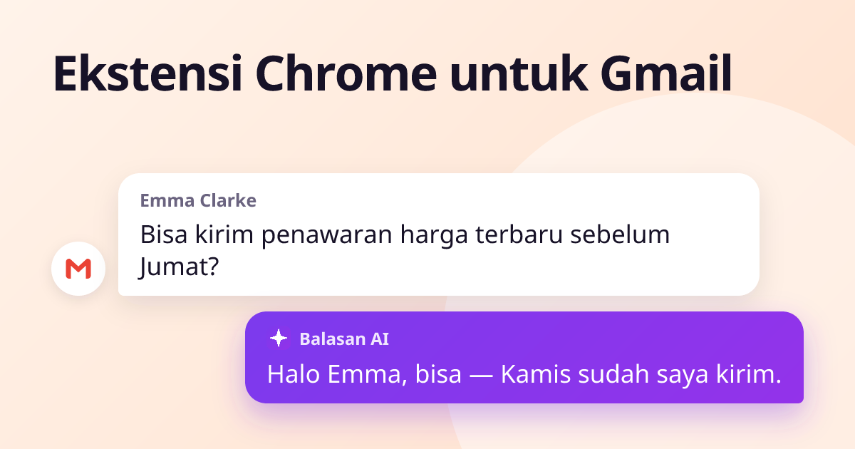 Emma Clarke: “Bisa kirim penawaran harga terbaru sebelum Jumat?” — balasan: “Halo Emma, bisa — Kamis sudah saya kirim.”